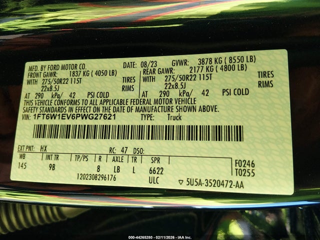 1FT6W1EV6PWG27621 Ford F-150 Lightning Platinum