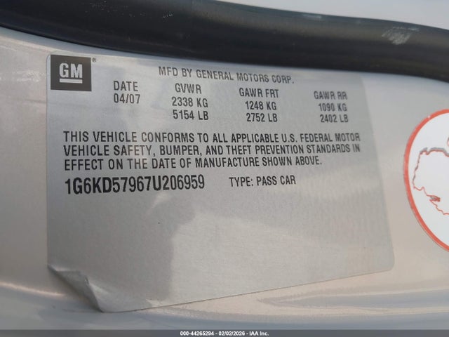 2007 CADILLAC DTS 1G6KD57967U206959 Photo 8