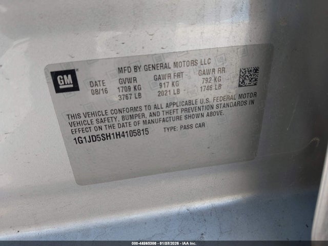 1G1JD5SH1H4105815 Chevrolet Sonic Lt Auto