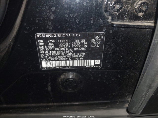 Honda HR-V LX 2016 3CZRU5H33GM707487 Image 9