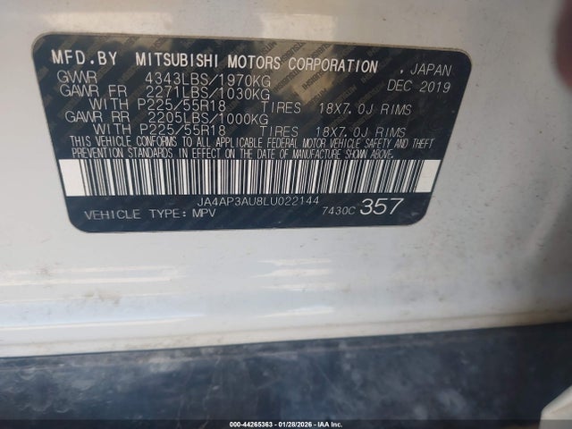 2020 MITSUBISHI OUTLANDER SPORT JA4AP3AU8LU022144 Photo 8