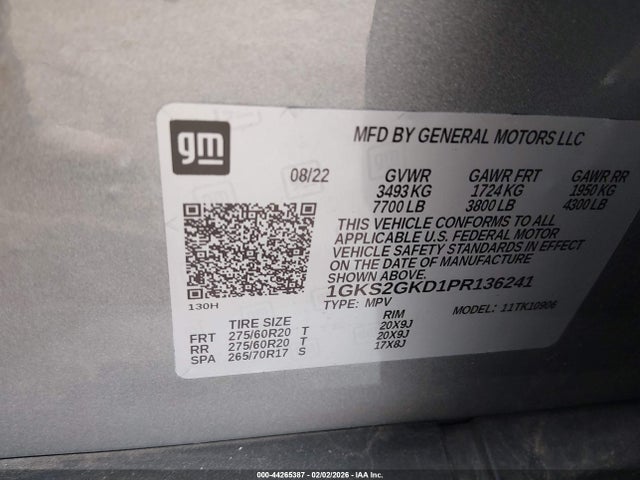 1GKS2GKD1PR136241 GMC Yukon Xl 4wd Slt