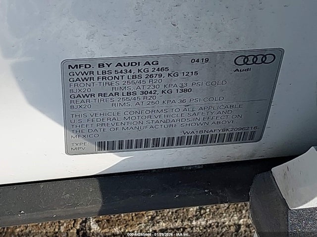 2019 AUDI Q5 WA1BNAFY8K2096216 Photo 8