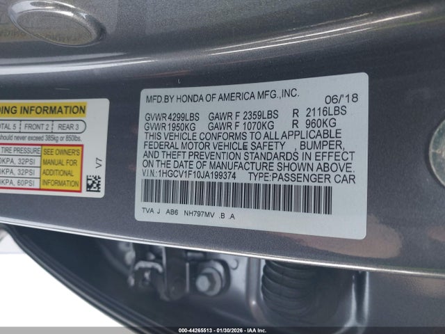 1HGCV1F10JA199374 Honda ACCORD LX