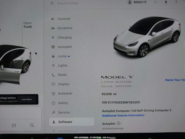5YJYGAEE6MF284265 Tesla Model Y Long Range Dual Motor All-wheel Drive