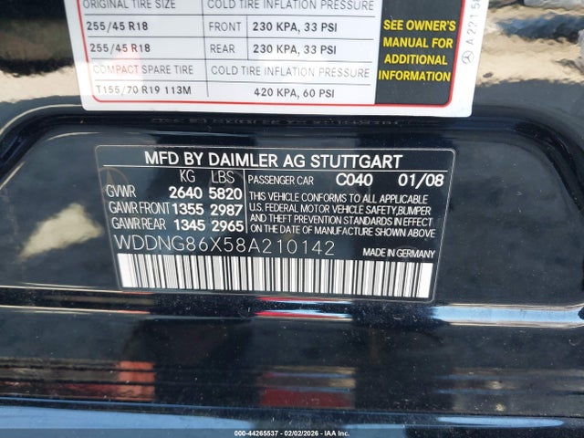 Продажа на аукционе авто 2008 Mercedes-benz S 550 4matic, vin: WDDNG86X58A210142, номер лота: 44265537