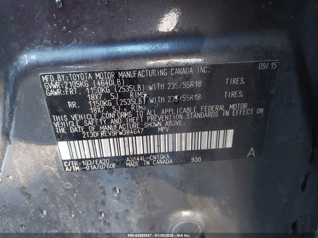 2T3DFREV9FW384647 Toyota Rav4 Limited