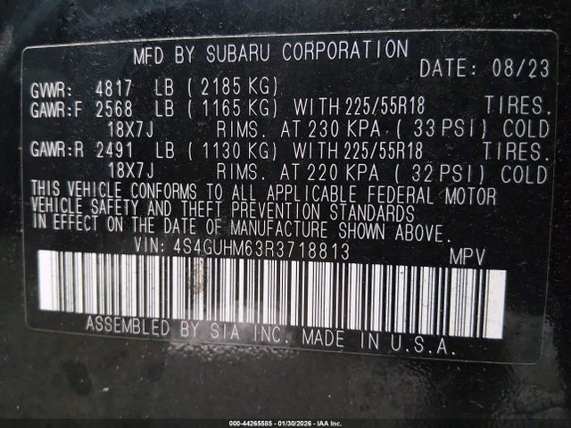 4S4GUHM63R3718813 Subaru Crosstrek Limited