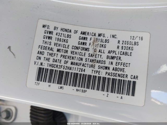 1HGCR2F52HA117264 Honda Accord Sport