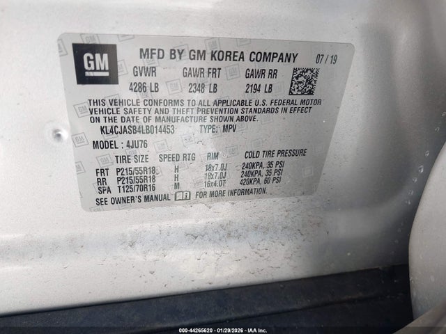 Продажа на аукционе авто 2020 Buick Encore Fwd Preferred, vin: KL4CJASB4LB014453, номер лота: 44265620