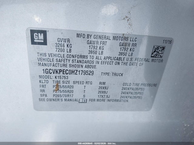 1GCVKPEC0HZ179529 Chevrolet Silverado 1500 Custom