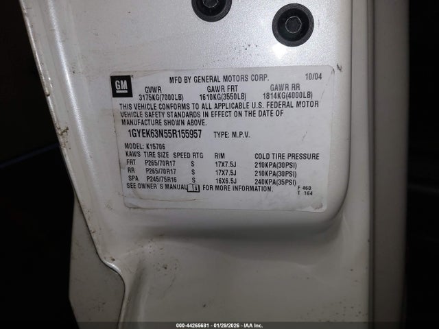 2005 CADILLAC ESCALADE 1GYEK63N55R155957 Photo 8