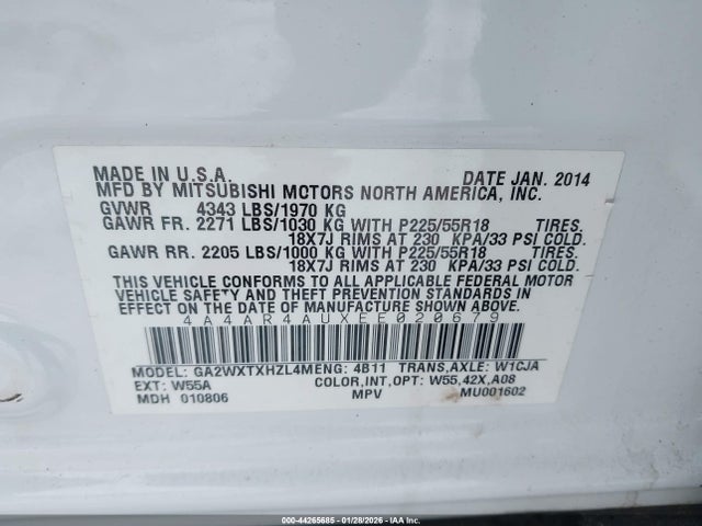 2014 MITSUBISHI OUTLANDER SPORT 4A4AR4AUXEE020679 Photo 8