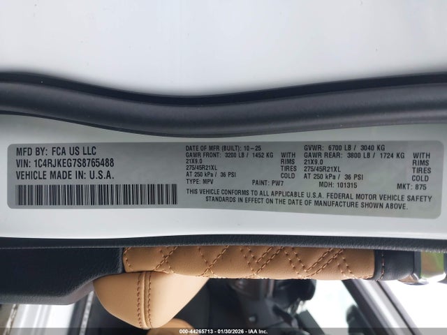 1C4RJKEG7S8765488 Jeep Grand Cherokee L Summit 4x4