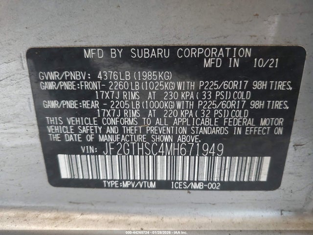 JF2GTHSC4MH671949 Subaru Crosstrek Sport