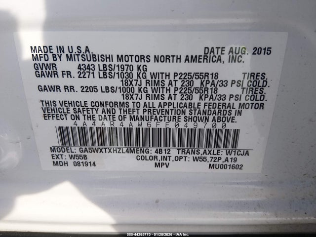 2015 MITSUBISHI OUTLANDER SPORT 4A4AR4AW6FE049700 Photo 8