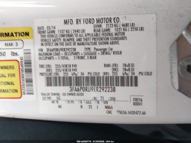 Ford Fusion Hybrid Titanium 2014 3FA6P0RU9ER292238 Image 9