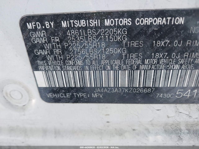 2019 MITSUBISHI OUTLANDER JA4AZ3A37KZ026687 Photo 8
