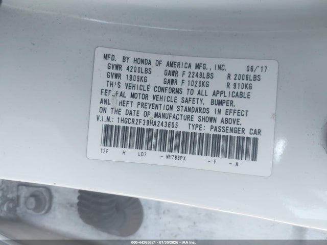 1HGCR2F39HA243605 Honda ACCORD LX