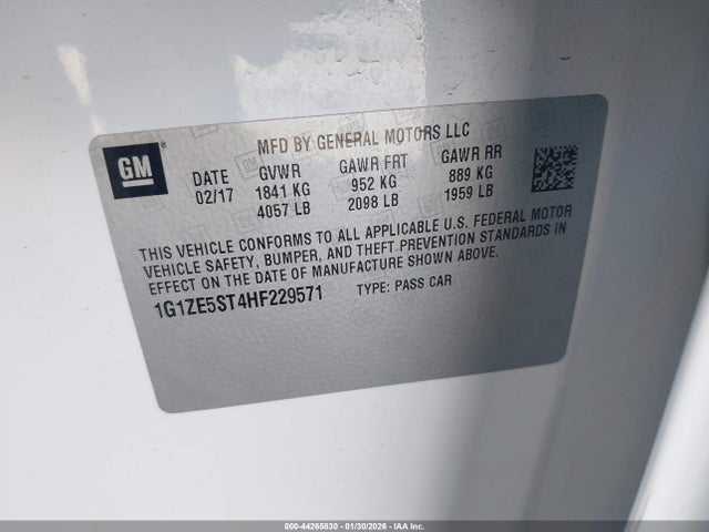 1G1ZE5ST4HF229571 Chevrolet MALIBU 1LT