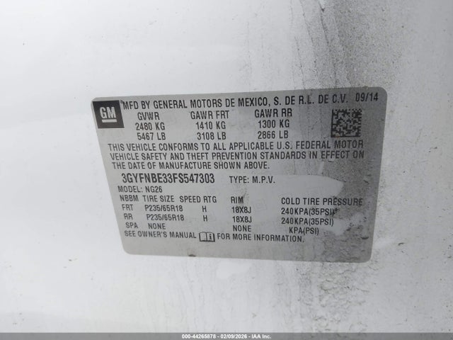 2015 CADILLAC SRX 3GYFNBE33FS547303 Photo 8