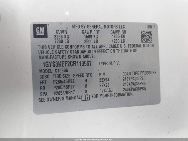 2012 CADILLAC ESCALADE ESV 1GYS3KEF2CR113967 Photo 8