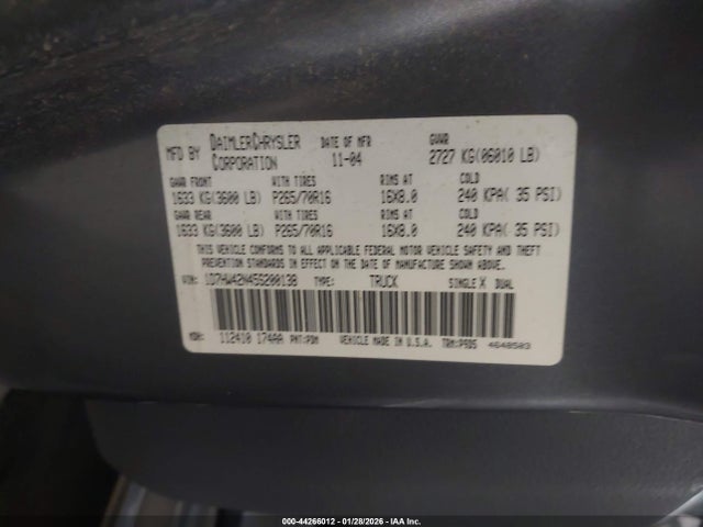 Продажа на аукционе авто 2005 Dodge Dakota Slt, vin: 1D7HW42N45S200138, номер лота: 44266012