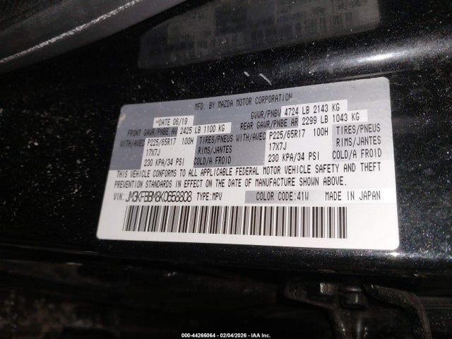 Aukcja sprzedaży 2019 Mazda Cx-5 Sport, vin: JM3KFBBM8K0658808, numer aukcji: 44266064