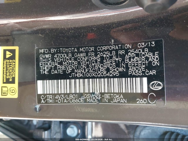 Продаж на аукціоні авто 2013 Lexus Es 350, vin: JTHBK1GGXD2054295, номер лоту: 44266083