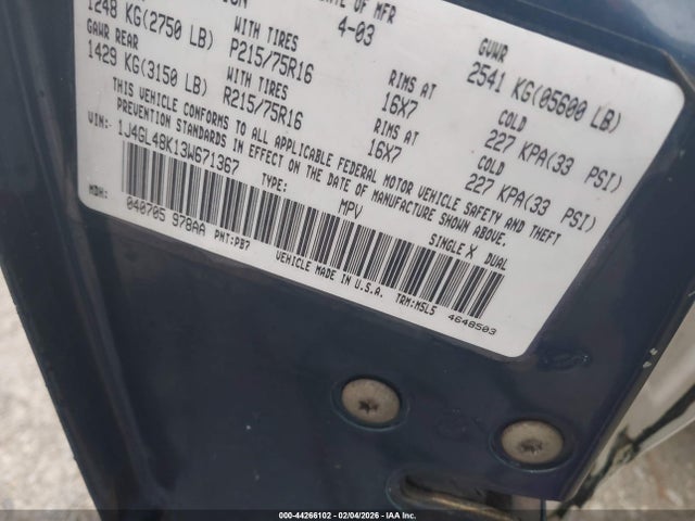 2003 JEEP LIBERTY 1J4GL48K13W671367 Photo 8