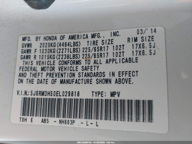 5J6RM3H50EL029818 Honda CR-V EX