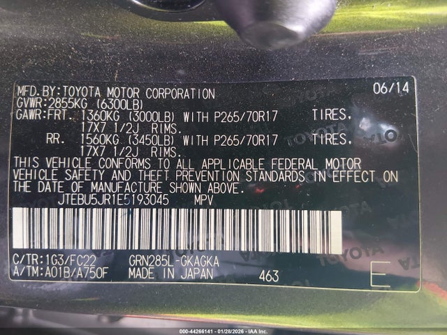 Toyota 4runner Trail 2014 JTEBU5JR1E5193045 Image 9
