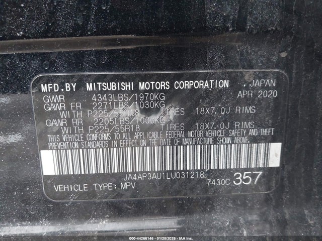 2020 MITSUBISHI OUTLANDER SPORT JA4AP3AU1LU031218 Photo 8