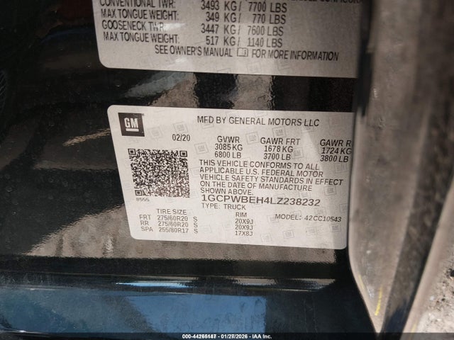 1GCPWBEH4LZ238232 Chevrolet Silverado 1500 2wd Short Bed Custom