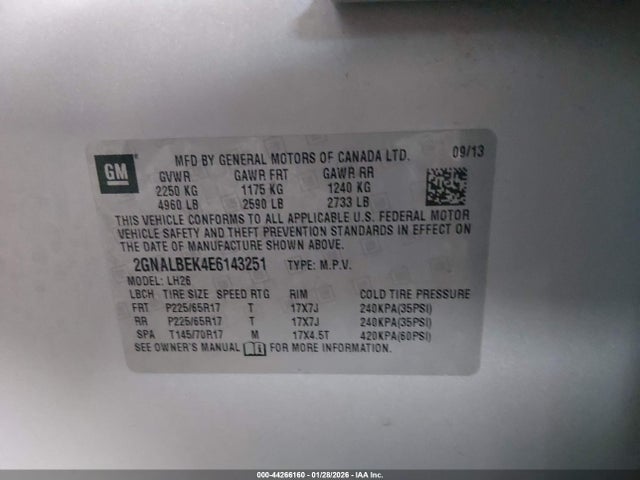 2GNALBEK4E6143251 Chevrolet EQUINOX 1LT