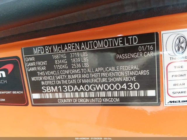 2016 MCLAREN 570S SBM13DAA0GW000430 Photo 8