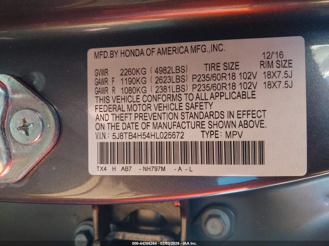 5J8TB4H54HL025672 Acura RDX