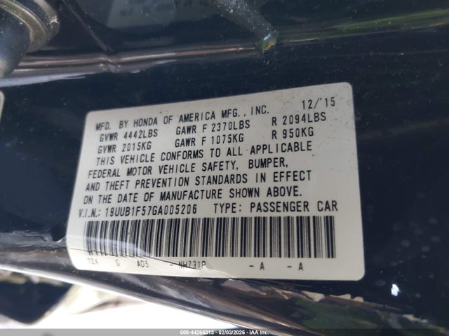Aukcja sprzedaży 2016 Acura Tlx Tech, vin: 19UUB1F57GA005206, numer aukcji: 44266313
