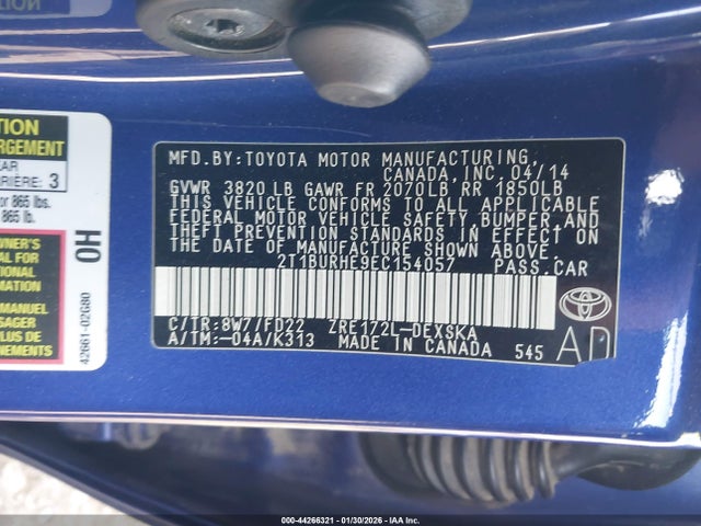 2014 TOYOTA COROLLA 2T1BURHE9EC154057 Photo 8
