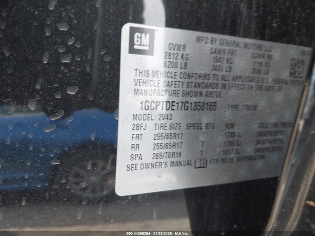 1GCPTDE17G1358165 Chevrolet Colorado Z71