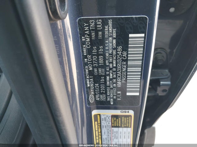 44266360 :رقم المزاد ، KMHRC8A3XRU325486 vin ، 2024 Hyundai Venue Limited مزاد بيع