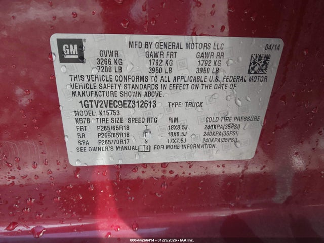 Aukcja sprzedaży 2014 Gmc Sierra 1500 Slt, vin: 1GTV2VEC9EZ312613, numer aukcji: 44266414