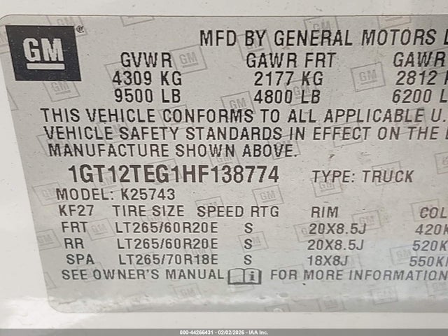 1GT12TEG1HF138774 GMC Sierra 2500hd Slt