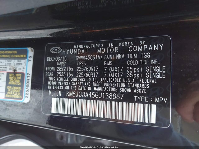 Hyundai TUCSON SE 2016 KM8J33A45GU138887 Image 9