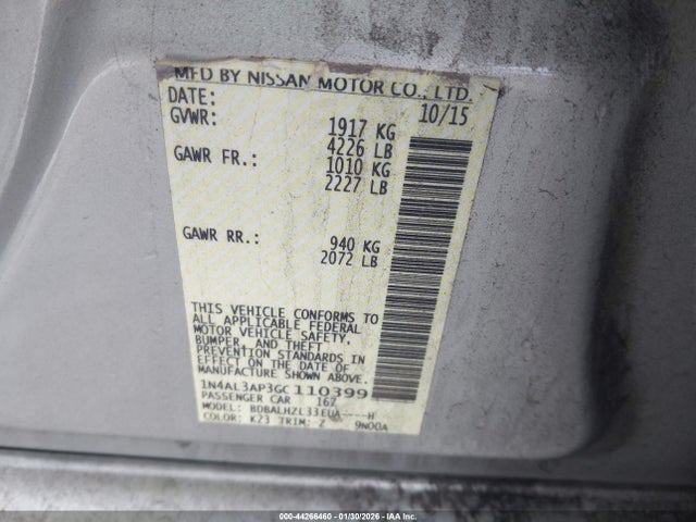 1N4AL3AP3GC110399 Nissan Altima 2.5 Sr