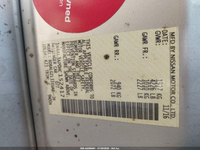 1N4AL3AP0HC152417 Nissan Altima 2.5 S