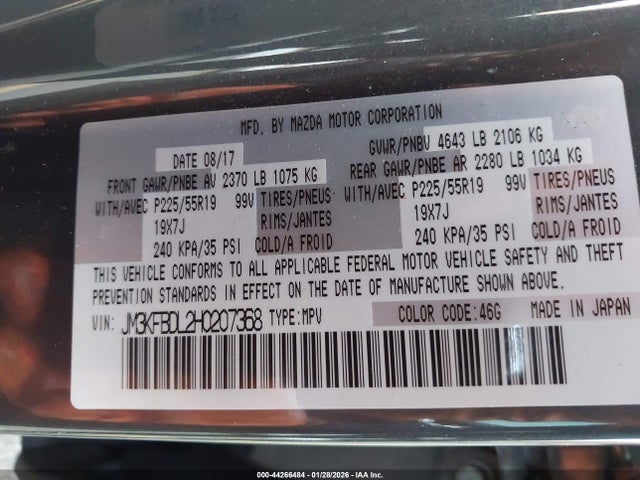 JM3KFBDL2H0207368 Mazda Cx-5 Grand Touring