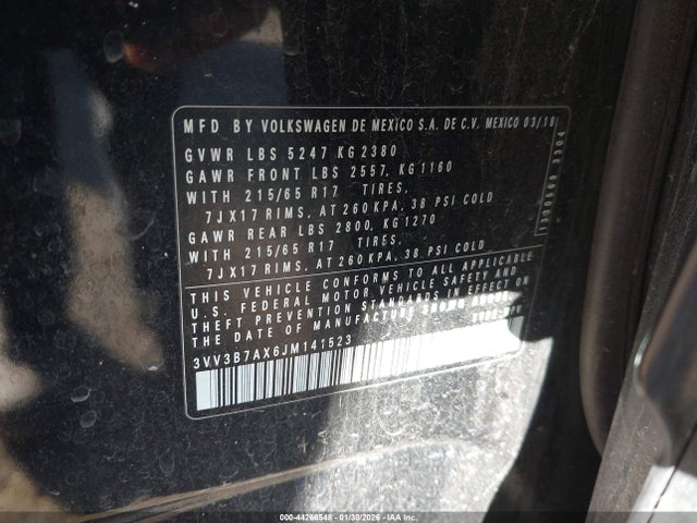 3VV3B7AX6JM141523 Volkswagen Tiguan 2.0t Se/2.0t Sel