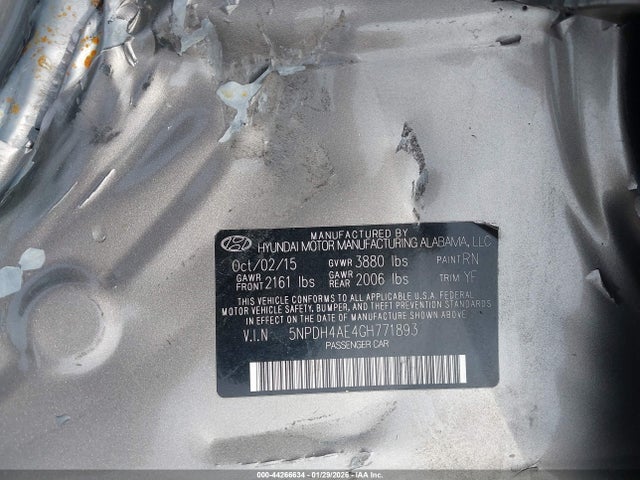 Продаж на аукціоні авто 2016 Hyundai Elantra Se, vin: 5NPDH4AE4GH771893, номер лоту: 44266634