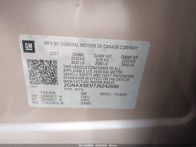 2GNAXSEV7J6242686 Chevrolet EQUINOX LT
